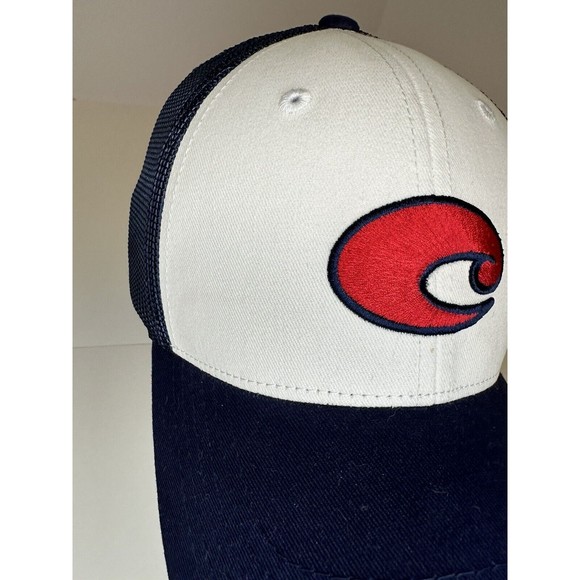 COSTA Del Mar Chesapeake SnapBack Trucker Hat Cap Blue Red White OSFA - Picture 5 of 11